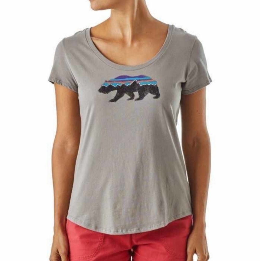Patagonia Women's Gray Fitz Roy Bison Organic Crew T Shirt S